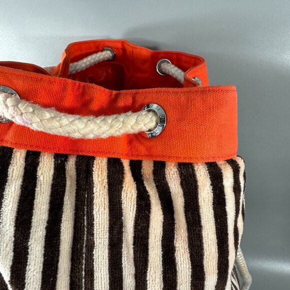 Henri Bender Terry Beach Backpack Brown Orange Stripes Waterproof Lined main image 6